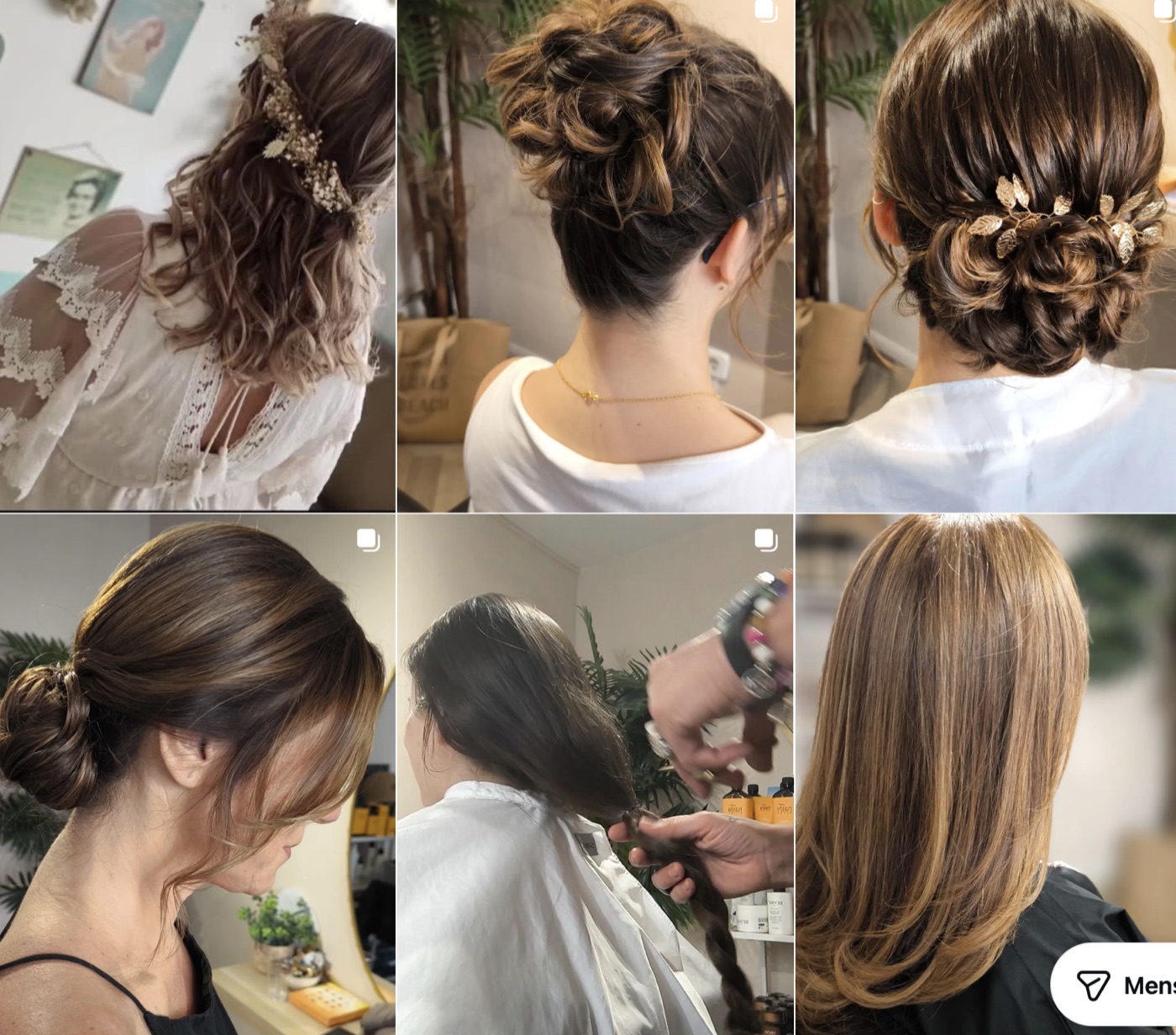 Collage de peinados de novia y recogidos de Virginia Estilistas
